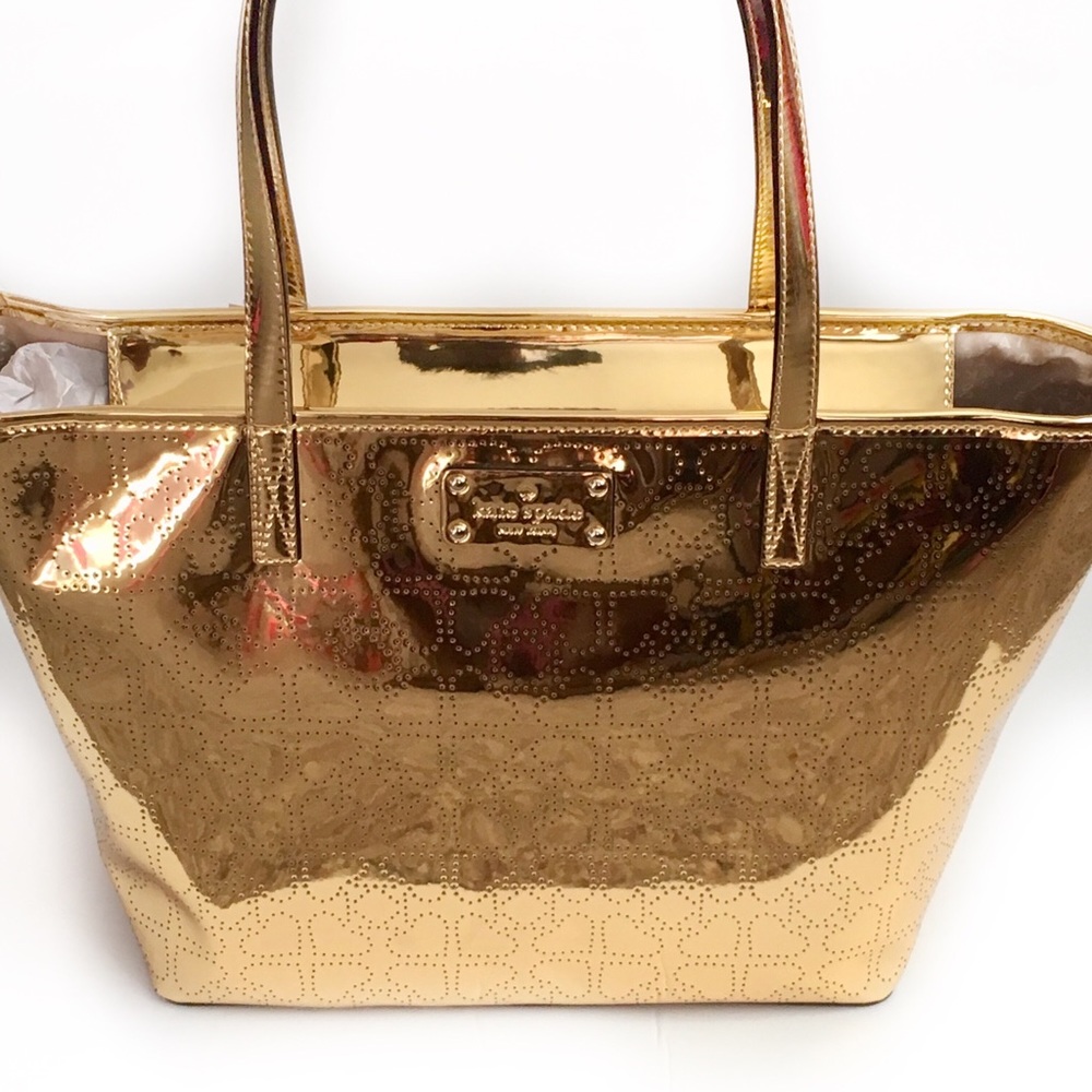 Kate Spade Metallic Gold Hearts Tote Bag